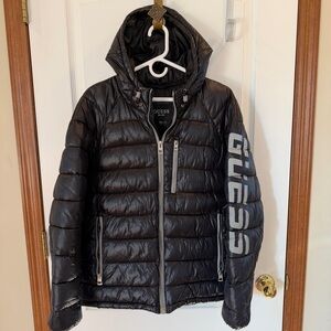 GUESS Like NEW!! Mens Medium/Large Black Puffer Jacket